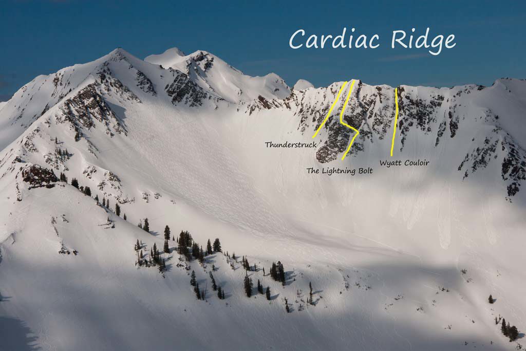 Cardiac ridge Thunderstruck, The Lightning Bolt, Wyatt Couloirs