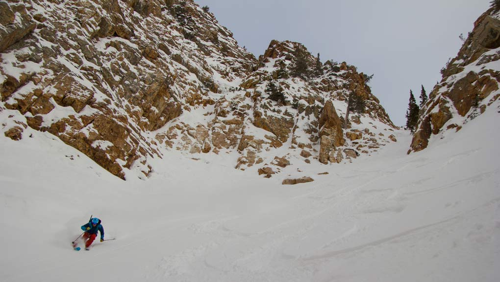 Backcountry skiing Homicide chute Utah