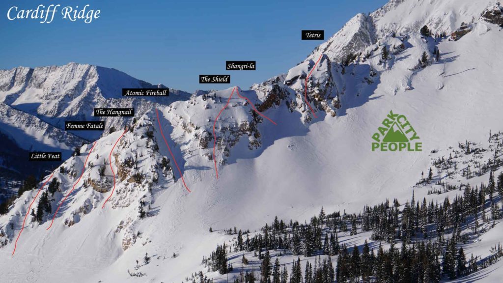 Skiing Cardiff Ridge Chutes